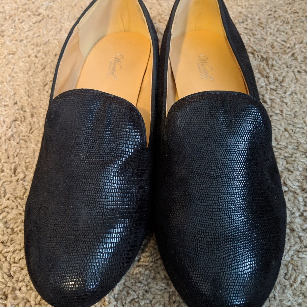 Wanted womens black smoking loafers slip ons